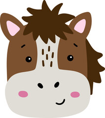Farm animal isolted vector, Cute Animal horse, Farm Clipart, Portrait animal vector, Baby animal element