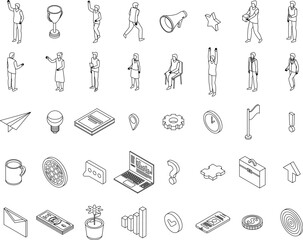 Fototapeta premium Entrepreneur icons set. Isometric set of entrepreneur vector icons outline vector on white background