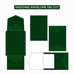 Portrait wedding envelope die cut template with sample ornament