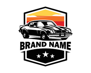 Obraz premium Chevy camaro logo isolated on white background showing from side with amazing view. best for the car industry. vector illustration available in eps 10.