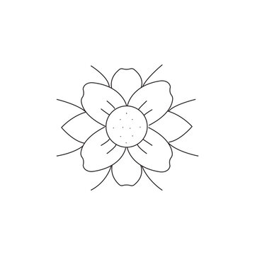 Hand drawn flower doodle element for photo book decoration. Simple floral doodle icon. Mehendi henna tattoo doodle style.