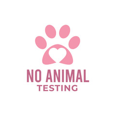 Not tested on animals vector label logo. Colorful badge with heart and paw