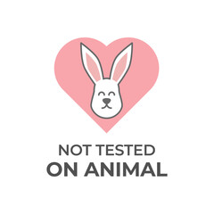 Cruelty free concept logo design with rabbit symbol. Not tested on animals icon. Vector illustration.