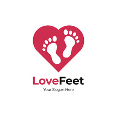  Love foot print vector logo template