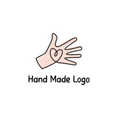Vector hand made label and badge in linear trendy style - hand made. Hand made logo or icon