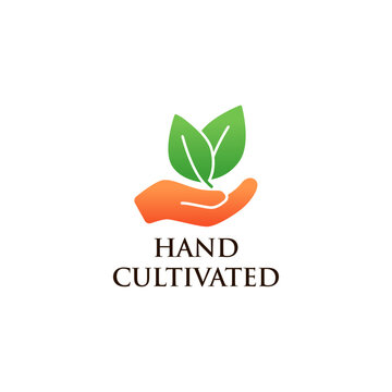 Hand cultivated label icon logo isolated on white background