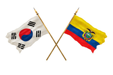 Background for designers. National Day. 3D model National flags South Korea and Ecuador