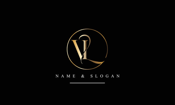 VL logo letter design on luxury background. LV logo monogram