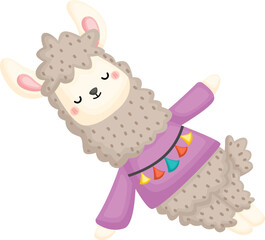a vector of a cute llama doing yoga