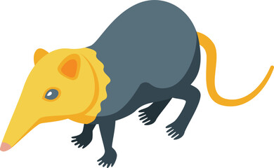 Yellow head shrew icon isometric vector. African animal. Mouse mammal