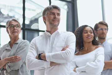 Conversation between managers and employees in the office