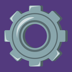 Gear game icon. Vector illustration of cartoon mechanism, concept of settings button. Round element. Shiny cogwheel.