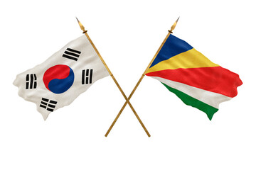 Background for designers. National Day. 3D model National flags South Korea and Seychelles