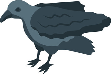 Kid raven icon isometric vector. Crow bird. Rabe tail