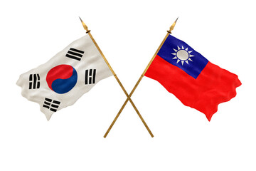 Background for designers. National Day. 3D model National flags South Korea and Taiwan