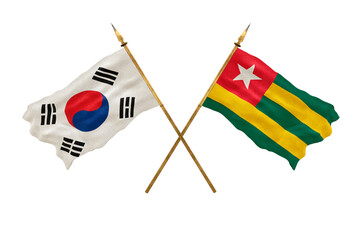 Background for designers. National Day. 3D model National flags South Korea and Togo