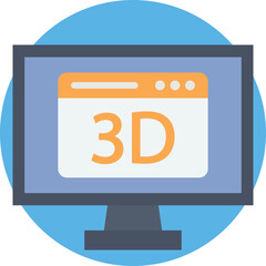 3d monitor Vector Icon
