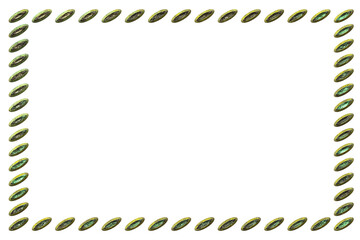 Background white- metal photo frame  on wall. 3d illustration clipart