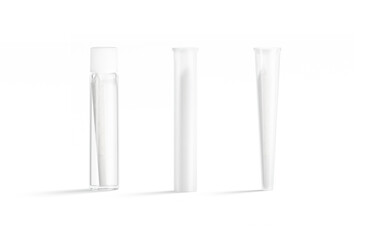Blank white weed joint plastic tube mockup stand, different types