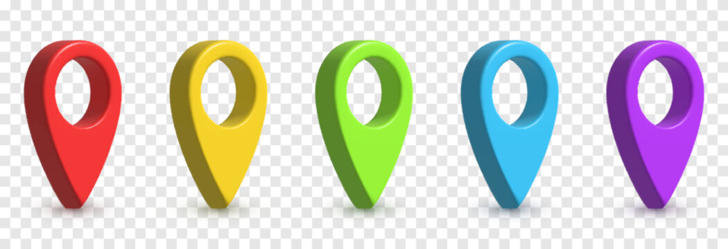 Vector set of navigation markers on a transparent background. PNG location point, multicolored navigation markers png. Navigation application.