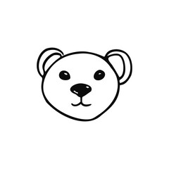 stylized head of a cute bear in doodle style - hand drawn vector drawing