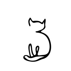 cat silhouette in doodle style - hand drawn vector drawing