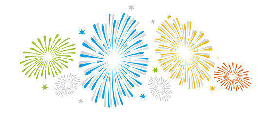 Fireworks on a white background, can be used for celebrations and New Year events. Vector graphic.