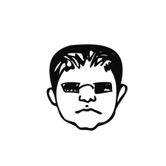 round head of a man with glasses in doodle style - hand drawn vector drawing. concept bandit face