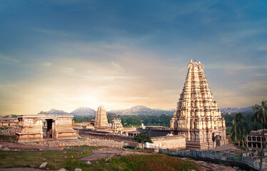 Beautiful View of Sree Virupaksha Temple, Hampi, INDIA, KARNATAKA, UNESCO World Heritage Site, The...