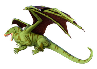 Fototapeta premium 3D Rendering Fairy Tale Dragon on White
