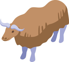 Big hair bison icon isometric vector. American buffalo. Canada mascot