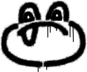 Smiling frog face emoticon graffiti with black spray paint  © anakcikal978