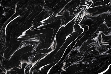 Obraz premium Black Marble ink texture acrylic painted waves texture background. pattern can used for wallpaper or skin wall tile luxurious.