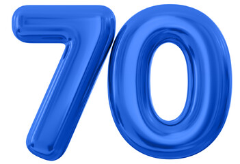 Number 70 Blue Balloon 3d