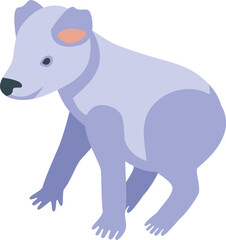White koala icon isometric vector. Cute bear. Sleep tree