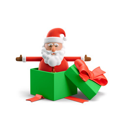 3d Illustration. Cartoon character Santa Claus. Christmas card. 