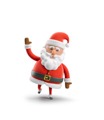 3d Illustration. Cartoon character Santa Claus. Christmas card. 