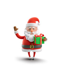 3d Illustration. Cartoon character Santa Claus. Christmas card. 