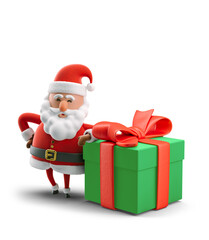 3d Illustration. Cartoon character Santa Claus. Christmas card. 