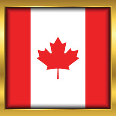 Canada Flag, Canada flag golden square button,Vector illustration eps10.	