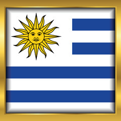 Obraz premium Uruguay Flag,Uruguay flag golden square button,Vector illustration eps10. 