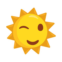 Sun Sign Emoji Icon Illustration. Summer Vector Symbol Emoticon Design Clip Art Sign Comic Style.