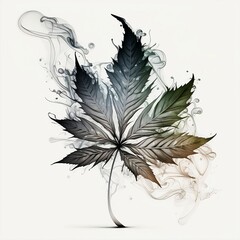 Marijuana Leaf Abstract Smoky Artwork | Created Using Midjourney and Photoshop