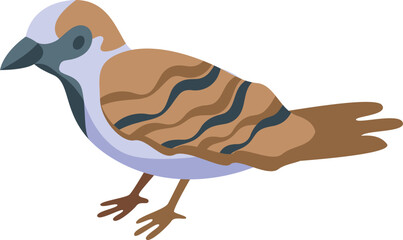 Sparrow icon isometric vector. Bird sprite. Cute small
