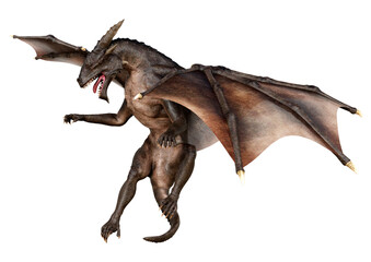 3D Rendering Fairy Tale Dragon on White