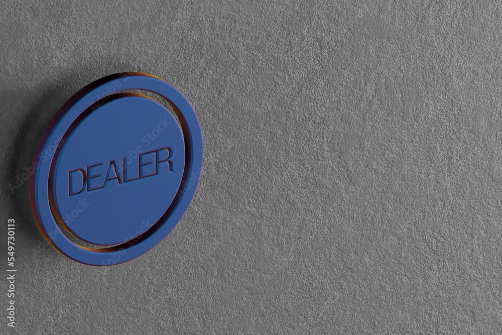 Aufkleber Beautiful abstract illustrations Blue Dealer Badge symbol icons on a wall background. 3d rendering illustration. Background pattern for design.