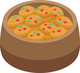 Meat balls icon isometric vector. Brazilian food. Dish meal