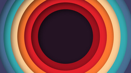 Obraz premium Abstract 1970's 1980's 1960's colorful background with circles element and retro colors. Realistic design in futuristic retro style. Vector funky illustration.