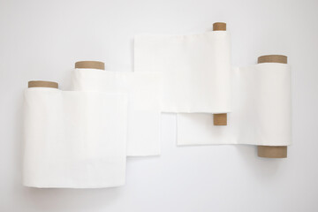 White cotton Fabric Rolls Mockup	