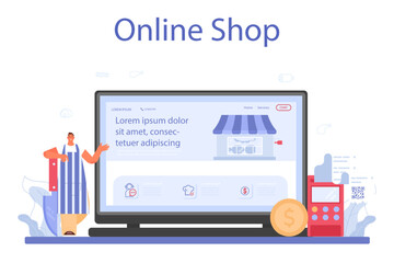 Butcher or meatman online service or platform. Fresh meat